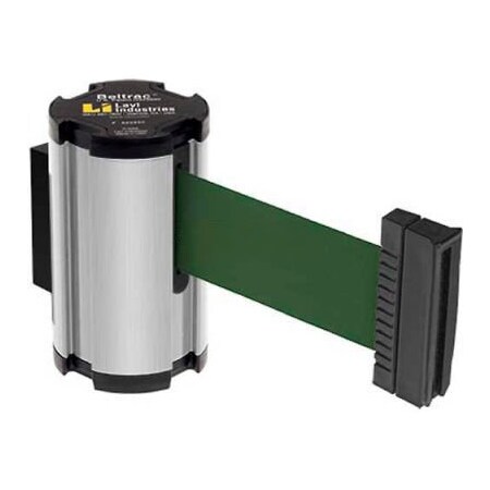 Lavi Industries Lavi Industries Wall Mount Retractable Belt Barrier, Satin Case W/10' Forest Green Belt 50-3010SA/FG